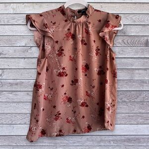 Forever21 pink sleeveless floral top small